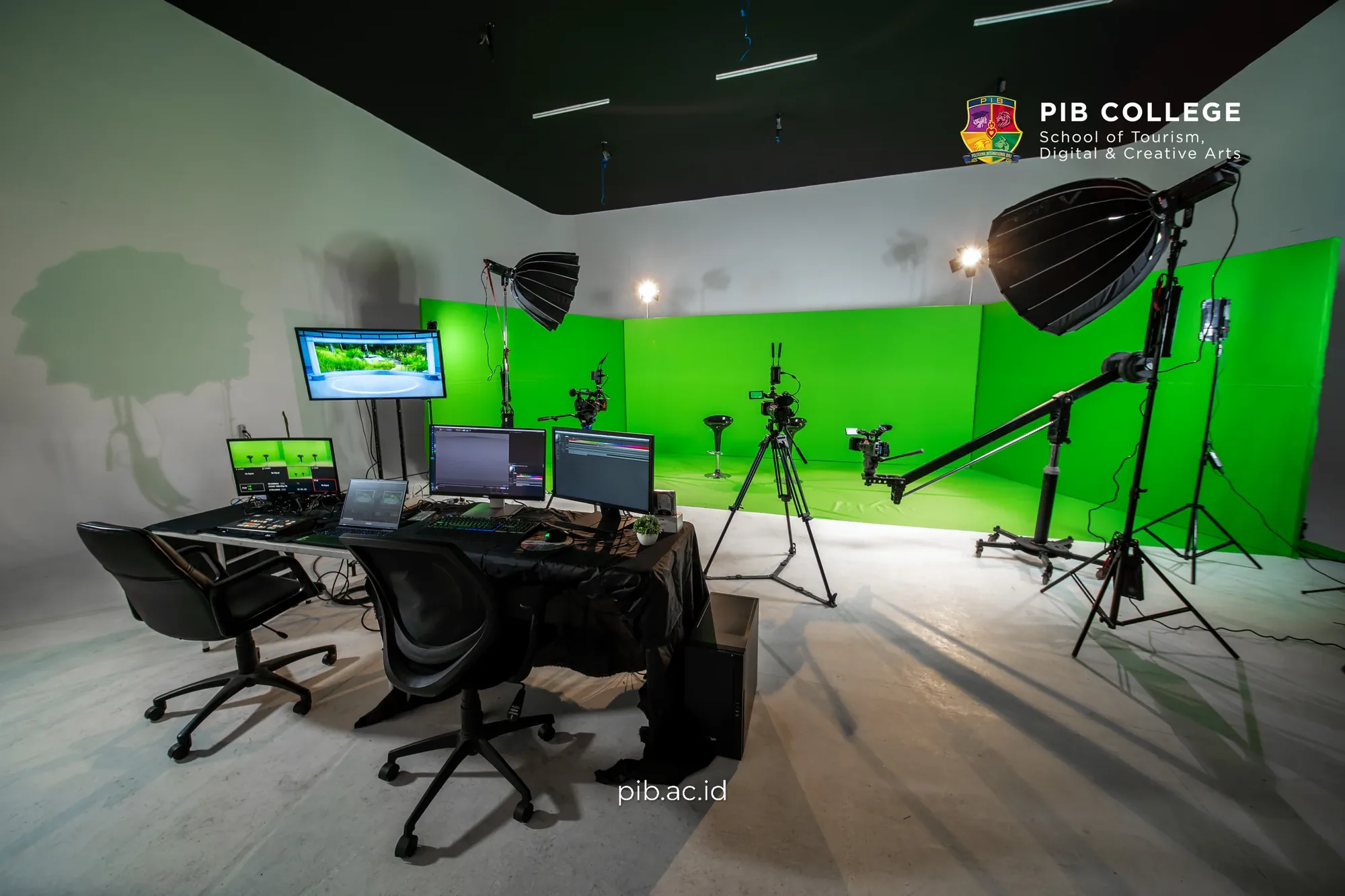 PIB green-screen production studio and editing setup